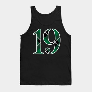 19 Sports Jersey Number Green Black Flannel Tank Top